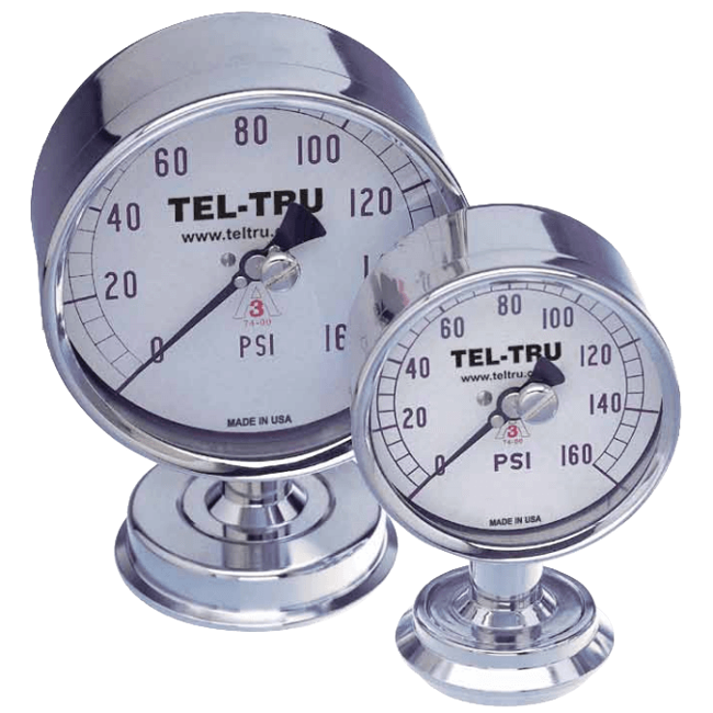 Tel-Tru Food and Dairy Line Sanitary Pressure Gauge, Model 80